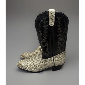 Texas USA Flag Snakeskin Print Cowboy Western Boots Men’s Size 4D Black Exotic